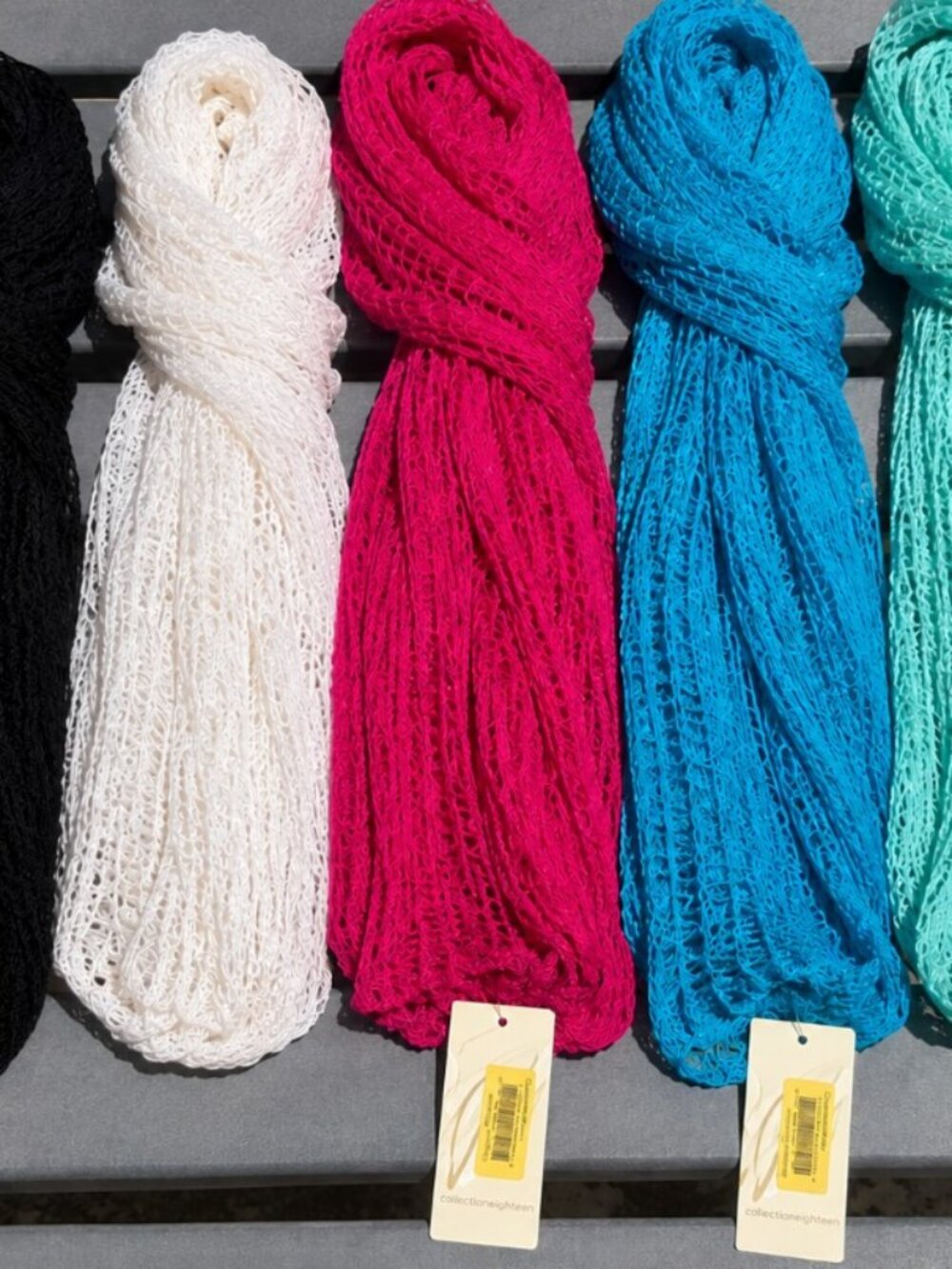 Collection Eighteen Open Knit Scarves Bundle of 5 | Beach Cover Ups | Resort Wea